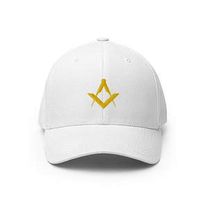 Gorra de béisbol Master Mason Blue Lodge con bordado dorado de escuadra y compás, ajustable, de sarga de algodón, OEM - Product Image 1