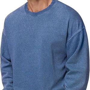 Sweat-shirt unisexe à col rond, coupe classique, couleur unie, tricoté, 100% coton, décontracté, pour l'automne, respirant, 350g, pull-over - Product Image 2