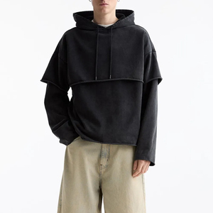 Sudadera con Capucha de Doble Capa para Hombre, Lavado Ácido, Tejido Grueso y Cálido, Moda Urbana, Ropa de Invierno, Venta al Por Mayor OEM - Product Image 1