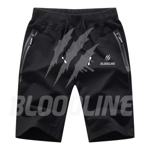 Bermuda pour homme BLOODLINE en tissu non tissé enduit PU 220g, taille mi-haute élastique, style décontracté avec poches - Product Image 1