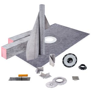 Kit per Doccia Impermeabile in PVC 38x60 Pollici con Griglia in Acciaio Inox da 4 Pollici, Flangia di Collegamento Centrale da 4 Pollici, Unità Bagno Prefabbricata con 2 Fori - Product Image 4