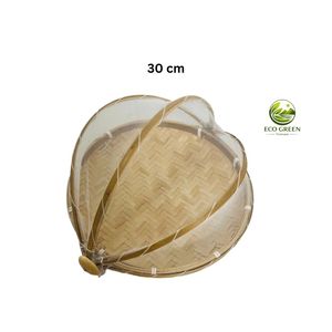 Plateau en bambou artisanal traditionnel avec couvercle en filet pour aliments, panier tissé naturel pour servir des collations et des fruits - Product Image 5