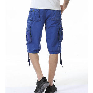 Shorts cargo baggy personnalisés pour homme en nylon/acrylique, 6 poches, taille élastique, anti-UV, respirants, noir, kaki, toile, shorts de travail - Product Image 3