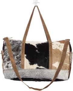 Real Handmade Cowhide <b>Fur</b> Leather Duffle Bag Natural <b>Fur</b> Weekender Overnight Bag Cow Print Hair on Hide Bag's - Product Image 6