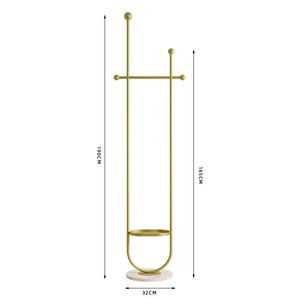 Appendiabiti Autoportante in Metallo Dorato con Base in Marmo, Appendiabiti Multiuso per Camera da Letto e Cappelli - Product Image 3