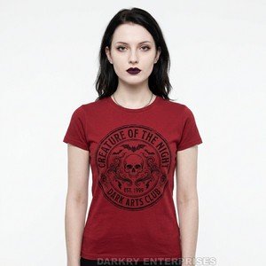 Camiseta de Algodón Personalizada para Mujer, Fabricante de Camisetas con Estampado Gráfico de Vampiro Neón, Alta Calidad, Venta al Por Mayor, Cuello Redondo, Estilo Casual - Product Image 4