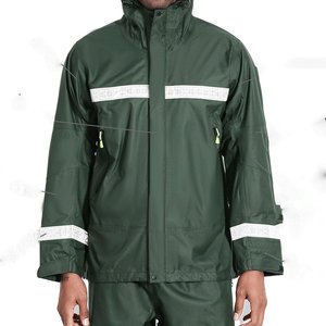 Combinaison de pluie réfléchissante en gros pour OEM avec fermeture éclair frontale et capuche, imperméable en PU et polyester, pour les livreurs et les agents de livraison - Product Image 5