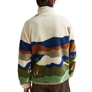 Men <b>Sherpa</b> <b>Lined</b> Zip up <b>Jacket</b> Reversible Plaid Pattern Winter Casual Outerwear Stand Collar OEM Service - Product Image 2