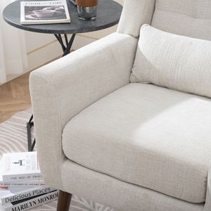 Poltrona Moderna Stile Mid-Century per Soggiorno, Comoda Sedia Imbottita in Tessuto Chenille con Schiuma per Lettura - Product Image 5