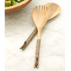 Juego de 2 utensilios de madera para servir ensalada, diseño de mango, al mejor precio de fábrica. - Product Image 1