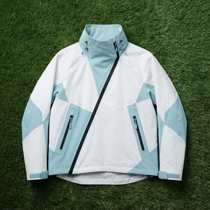 Chaqueta Cortavientos para Hombre, Color Blanco y Azul Claro, con Bloques de Color, Cierre Diagonal Completo, Chaqueta Deportiva para Exteriores - Product Image 5