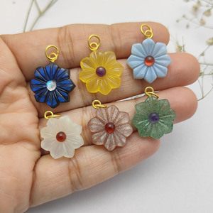 Colgante de plata de ley 925 con piedra lunar color melocotón – Joyería DIY con dijes de flores para mujer - Product Image 5