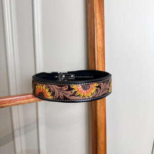 Collar de perro Premium de cuero genuino duradero ajustable de alta resistencia personalizado y correa para mascotas mecanizada a mano juegos de cables de tráfico de piel de vaca - Product Image 3