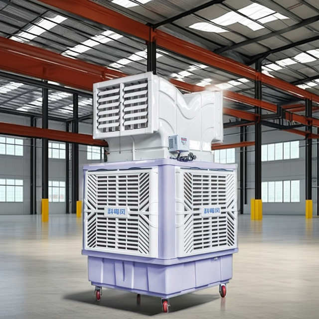 Portable Floor Standing Evaporative Air Cooler 18000m/H Dual Air Vents AC Motor Pump 320L Water Storage for Garage Commercial