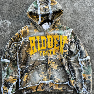 Sweat-shirt à capuche camouflage Hidden Truth pour homme, coupe oversize, fermeture éclair sur le devant, style streetwear, en molleton French Terry, style automne - Product Image 4