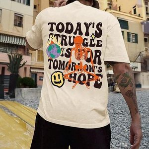 T-shirt graphique pour homme, imprimé lettres, style vintage, décontracté, coupe ample, streetwear rétro - Product Image 5