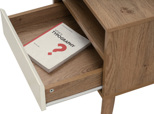 Modern Oak White 1 Drawer Side <b>Table</b> with Malaysian Oak Legs Bedroom Nightstand <b>End</b> <b>Table</b> - Product Image 6