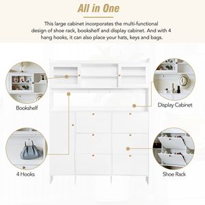 TREND Multifunctional Tipping Bucket Shoe Cabinet Storage <b>Shelf</b> 6 Flip Drawers Large Hall Tree Shoe Boxes <b>Organisers</b> - Product Image 4