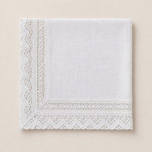 Serviette de cocktail en dentelle, tissu 100% lin, fil de coton en dentelle, taille 20x20 pouces, ou 15x15 cm - Product Image 2