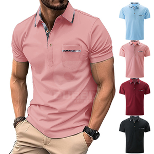 T-shirt respirant à col montant et manches courtes pour homme, fabriqué au Pakistan, 2026, haute qualité, polyester/coton, grande taille, col contrastant, écologique - Product Image 1