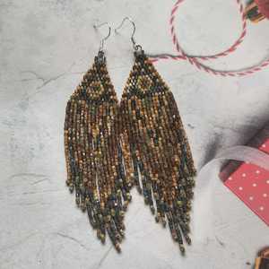 Pendientes de Alta Gama con Cuentas Coloridas, Geométricos, Largos, con Borlas y Cuentas de Semillas, Joyería para Mujer, Suministros para Abalorios - Product Image 2