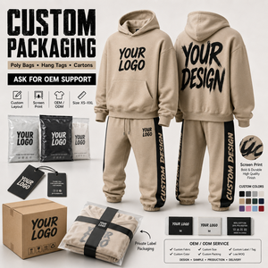 Survêtement streetwear oversize avec logo imprimé personnalisé, poche kangourou, poignets côtelés, tissu polaire doux, vente en gros - Product Image 5