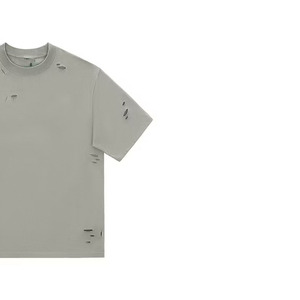 เสื้อยืดโอเวอร์ไซส์สไตล์เรโทรสำหรับผู้ชาย เสื้อยืดวินเทจขาดๆ แบบเรียบ น้ำหนัก 300 กรัม - Product Image 3