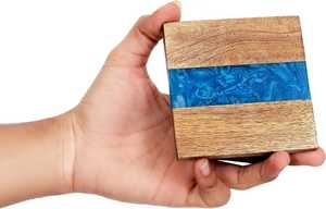 Stylish Modern Dining Kitchen Christmas Coaster <b>Set</b> High Resin Wood Spliced Tea Mat Heated <b>Square</b> Placemat Reusable Eco-Friendly - Product Image 6