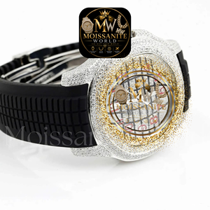 Montre unisexe de luxe en acier inoxydable, boîtier rond de 41 mm, verre saphir, cadran analogique, bracelet en silicone, mouvement à quartz, lumineuse - Product Image 2