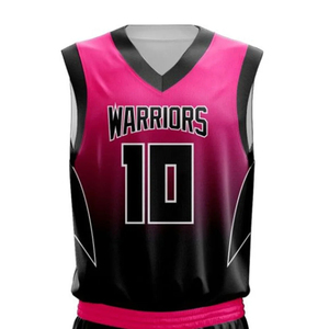 Basketball Jersey Set Sublimated Pink Black Gradient V-Neck Sleeveless Quick Dry <b>Athletic</b> Uniform Adults Unisex - Product Image 4