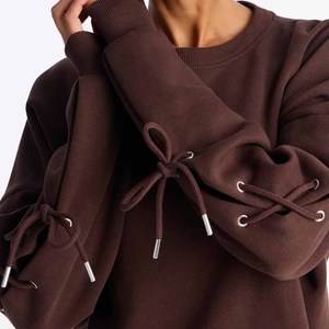 <b>Women's</b> 2 Piece <b>Knitted</b> Cotton Set O-Neck Long Sleeve Loose Fit Solid Color Casual All Seasons <b>Joggers</b> Outfit - Product Image 5