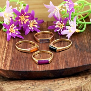 Natural Ruby Gemstone <b>Ring</b> 18k Gold Vermeil Rectangle Cabochon <b>Signet</b> <b>Ring</b> Minimalist Unisex Statement Fine Jewelry <b>For</b> <b>Women</b> - Product Image 2