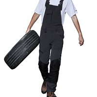 Overoles de trabajo de seguridad para hombre, negros, impermeables, de algodón, con bolsillos, cintura media, cierre de cremallera, con detección de agujas, serigrafiados, de lona de alta calidad