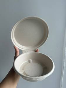 Nouveau bol compostable de 375 ml en bagasse de canne à sucre avec couvercle à charnière pour la livraison de repas, idéal pour les services d'emballage alimentaire chaud et froid - Product Image 4