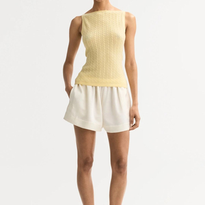 Wholesale Custom Cotton Blend Women Sweater Knitwear <b>Top</b> Vest Summer Cable High-Quality Soft Sleeveless Tank <b>Top</b> OEM/ODM - Product Image 1