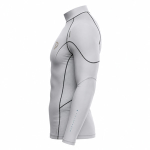 Men's Breathable Polyester/Nylon 220g Full Sleeve Rash Guard Gray Raised Rubber Print Quick Dry Sport Top - Product Image 4