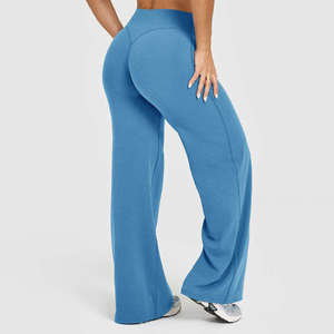 Women's High Waist Non-Front Seam Butt Lifting Fitness <b>Flare</b> Custom Seamless <b>Leggings</b> Wide Leg Sports Sets Plus Size Breathable - Product Image 5