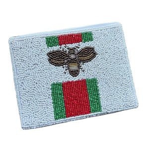 Fabriqué à la main nouveau Design fantaisie broderie imprimé animal perlé porte-monnaie avec oeuvre unique de perles de rocaille par Hiba Enterprises - Product Image 4