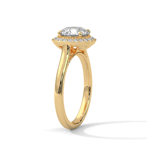 Anillo de Oro Amarillo Sólido de 14k con Diamante Cultivado en Laboratorio de Corte Redondo Brillante Clásico y Diamantes Pavé Laterales, Joyería de Moda de Alta Calidad - Product Image 2