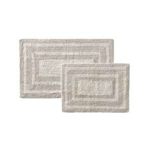 Classic Striped Cotton Bath <b>Mats</b> <b>Set</b> of 2 Rectangle Non-Slip Rubber Backing Machine Washable Medium Thickness - Product Image 1
