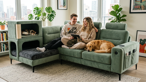 Canapé modulable pour animaux <span class=keywords><strong>de</strong></span> compagnie avec niche intégrée pour chat, tissu résistant aux griffures, canapé familial moderne pour propriétaires <span class=keywords><strong>de</strong></span> chats et <span class=keywords><strong>de</strong></span> chiens - Product Image 6