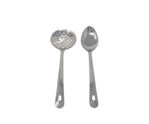 Juego de Cucharas para Servir de Acero Inoxidable, Diseño Clásico, Ranuradas y Sólidas, con Acabado Pulido Espejo y Mango Largo - Product Image 2