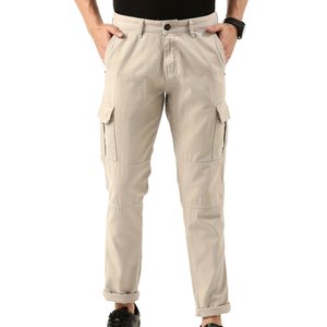Pantalones Cargo Beige de Lona Ligera para Hombre, Corte Recto Informal, Múltiples Bolsillos, Transpirables y Ecológicos - Product Image 1