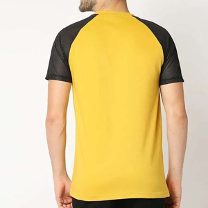 Camiseta Deportiva para Hombre, Amarilla y Negra, de Manga Corta, Cuello Redondo, Secado Rápido, Corte Regular, Tejido de Punto, 100% Poliéster, Color Sólido - Product Image 6