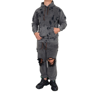 Survêtement Homme Délavé Effet Usé de Haute Qualité Personnalisable Vintage Streetwear Uni Polyester/Coton Effet Soleil Décoloré Prix Abordables - Product Image 1