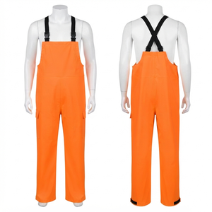 Premium 280 GSM Polyester Twill <b>Men</b> <b>Work</b> Bib Pant Orange Adjustable Safety <b>Overall</b> Custom Embroidery Printing Woven Logo - Product Image 1