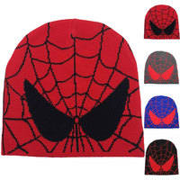 Gorro de Punto Jacquard de Spider-Man, 100% Lana, Ajustable, Rojo y Negro, Unisex, para Adultos, Gorro de Invierno de 56-58 cm, Informal, para Viajes y Playa