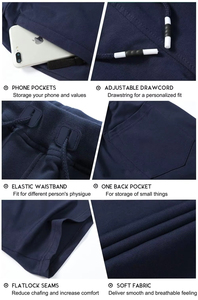Men's Navy Blue Quick Dry Bermuda Shorts With Drawstring Waist And Pockets Casual Sport Wear - Product Image 5