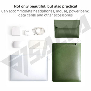 SALVA Housse pour ordinateur portable en cuir vert avec tapis de souris et trousse à crayons, ensemble unisexe, portable, luxe, léger, couleur unie - Product Image 2