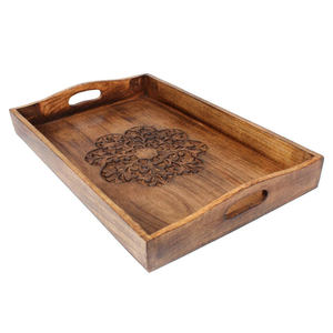 Plateau de service en bois rustique style ferme, finition vieillie, pour hôtel, maison, cuisine, table basse, vente en gros - Product Image 1